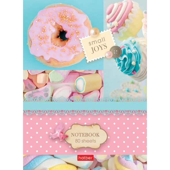 Бизнес-блокнот 80л А6ф клетка тв.переплет с поролоном-Маленькие радости- , 